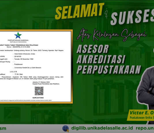 Pertama kalinya UKDLSM Memiliki Asesor Akreditasi Perpustakaan dari PERPUSNAS